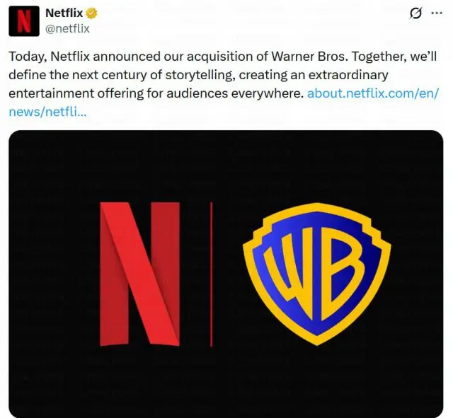 Netflix покупает Warner Bros. за 82 миллиарда долларов